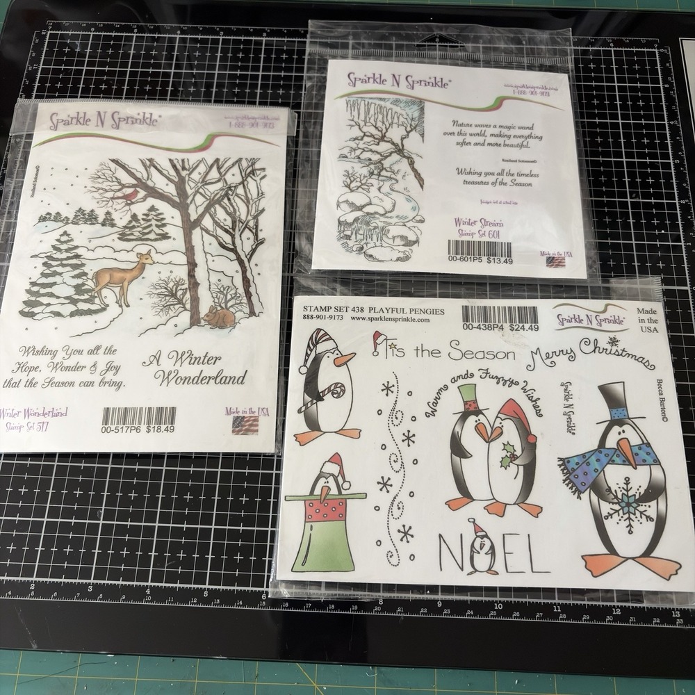 Sparkle N Sprinkle Christmas Winter Stamps Lot 3 517 601 438 Playful Penguins